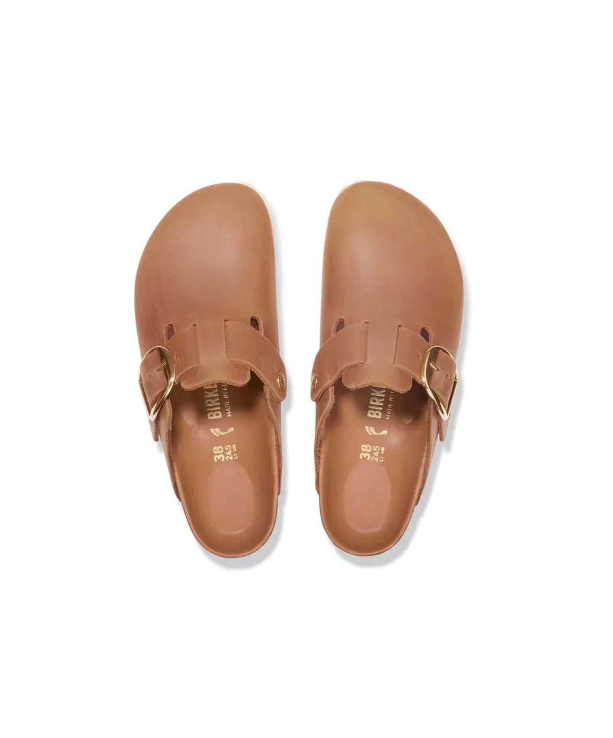 Birkenstock Boston Big Buckle Oiled Leather Cognac Clogs - Image 6