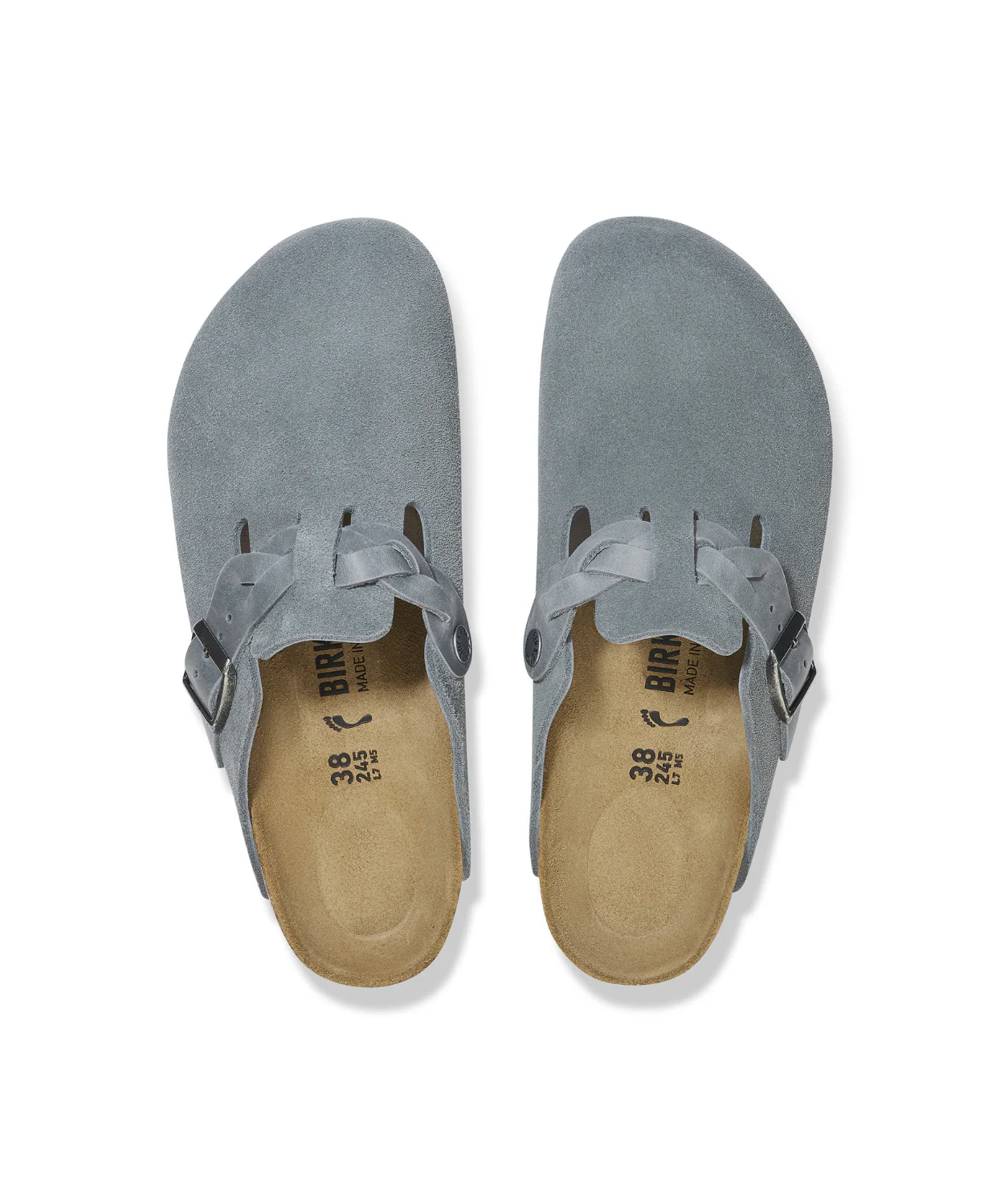 Birkenstock Boston Braided Suede/Oiled Leather Basalt Grey Clogs - Image 5