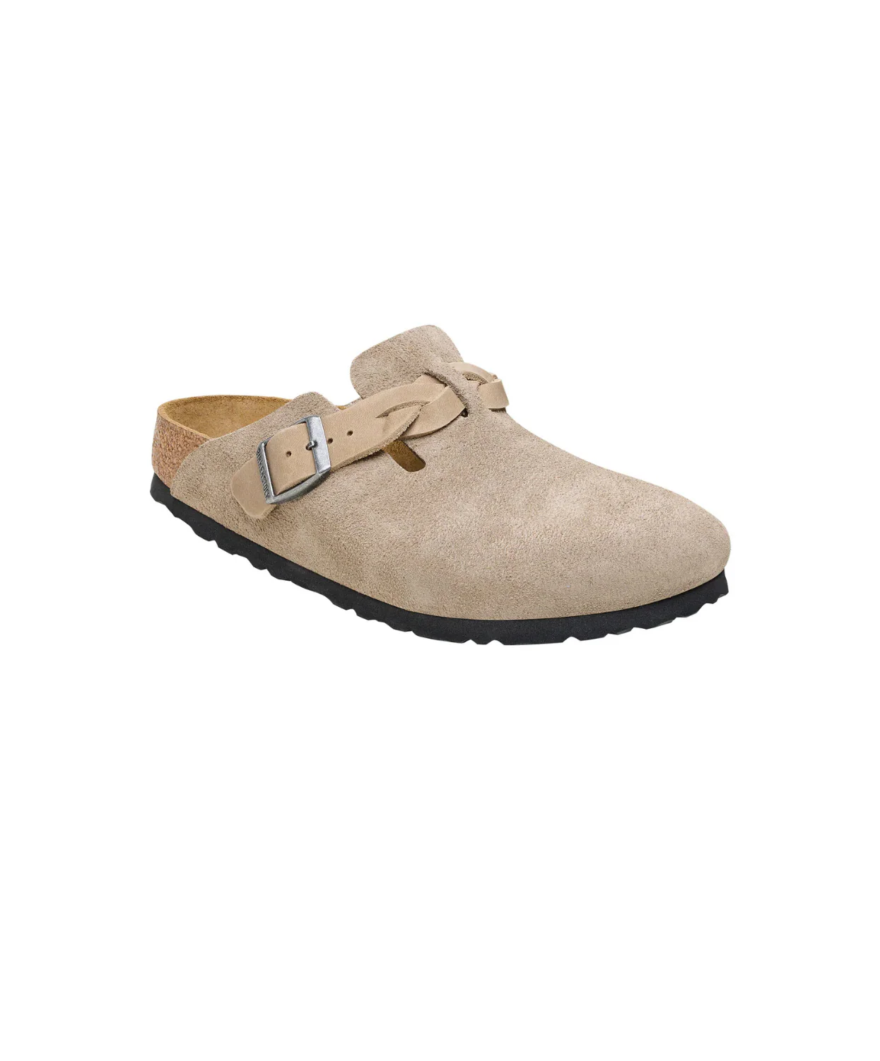 Birkenstock Boston Braided Suede/Oiled Leather Taupe Clogs - Image 5