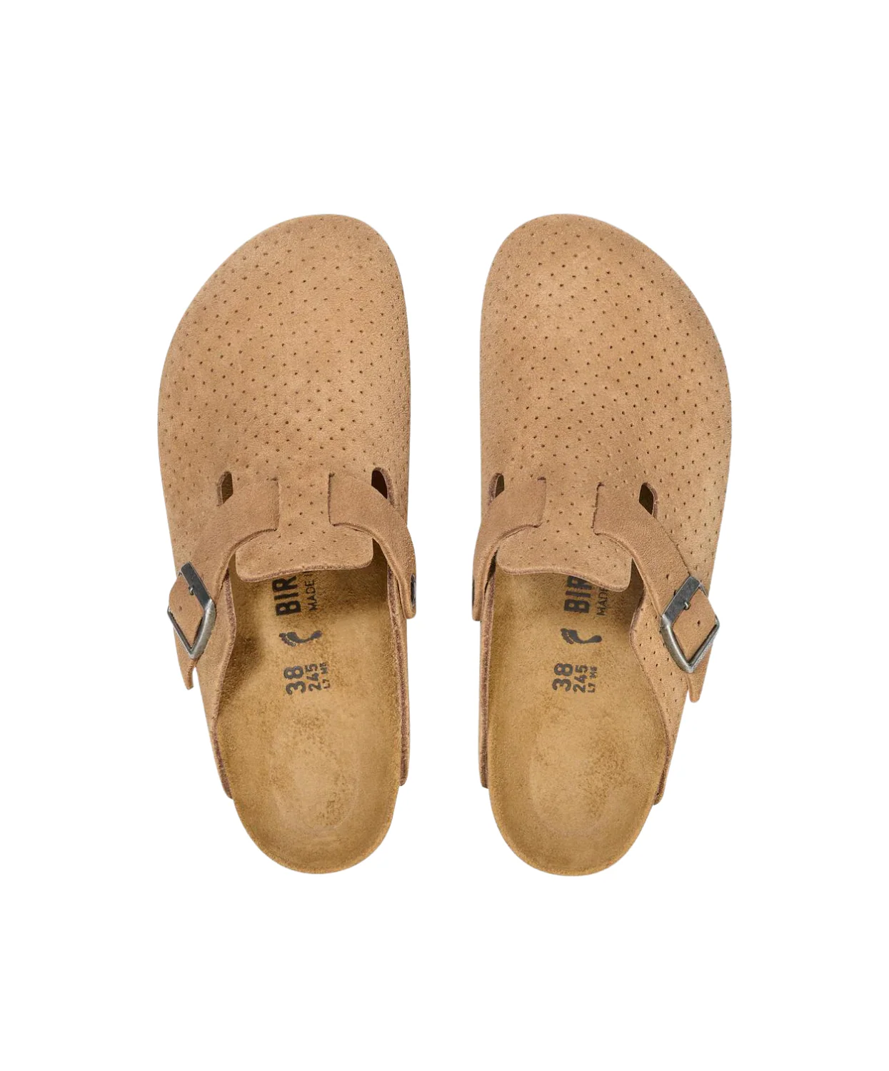 Birkenstock Boston Embossed Suede Leather New Beige Clogs - Image 4