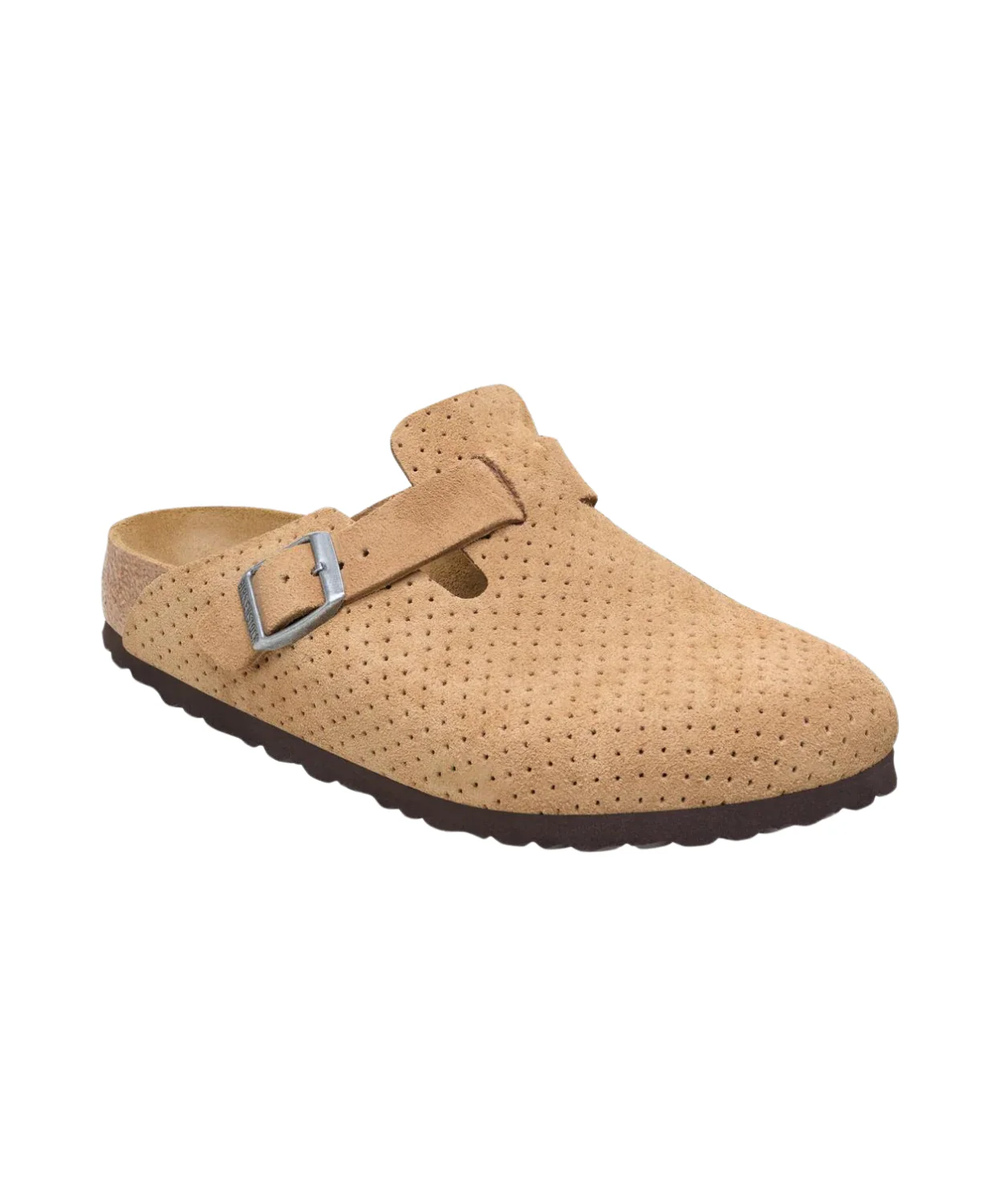 Birkenstock Boston Embossed Suede Leather New Beige Clogs - Image 5
