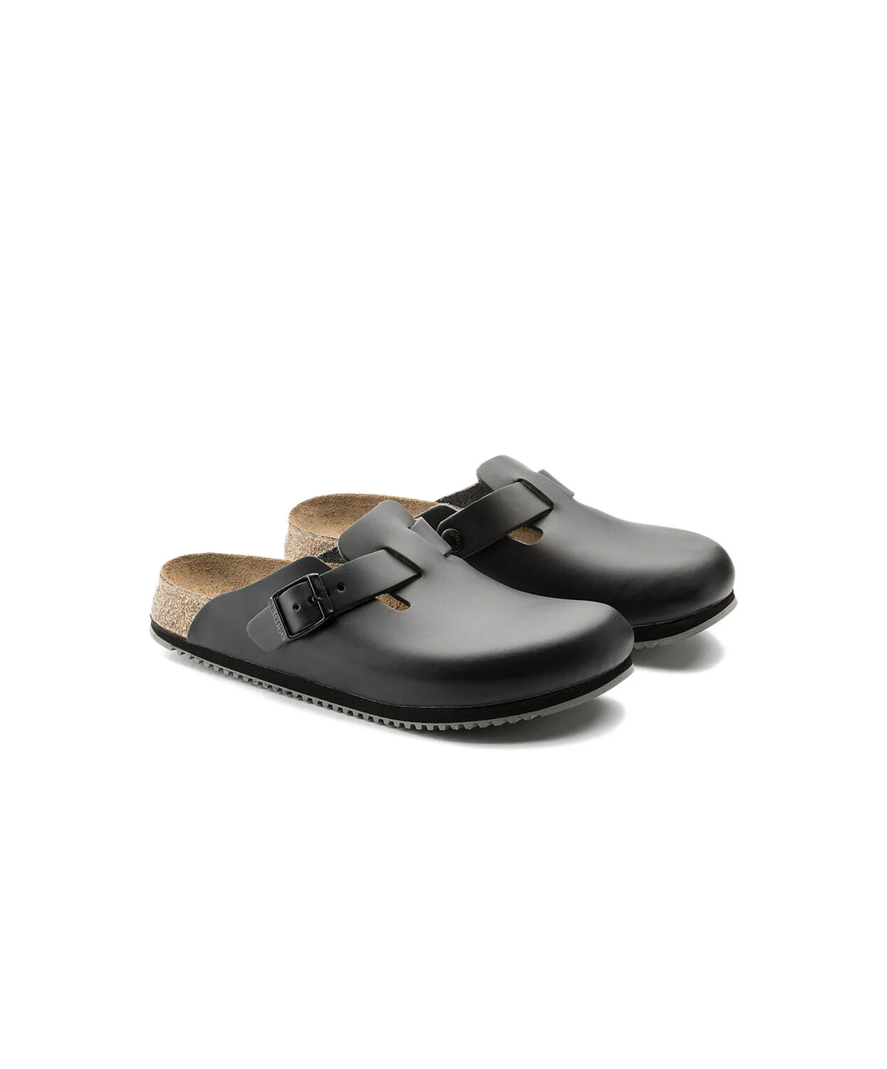 Birkenstock Boston Leather Black Supergrip Clogs - Image 3