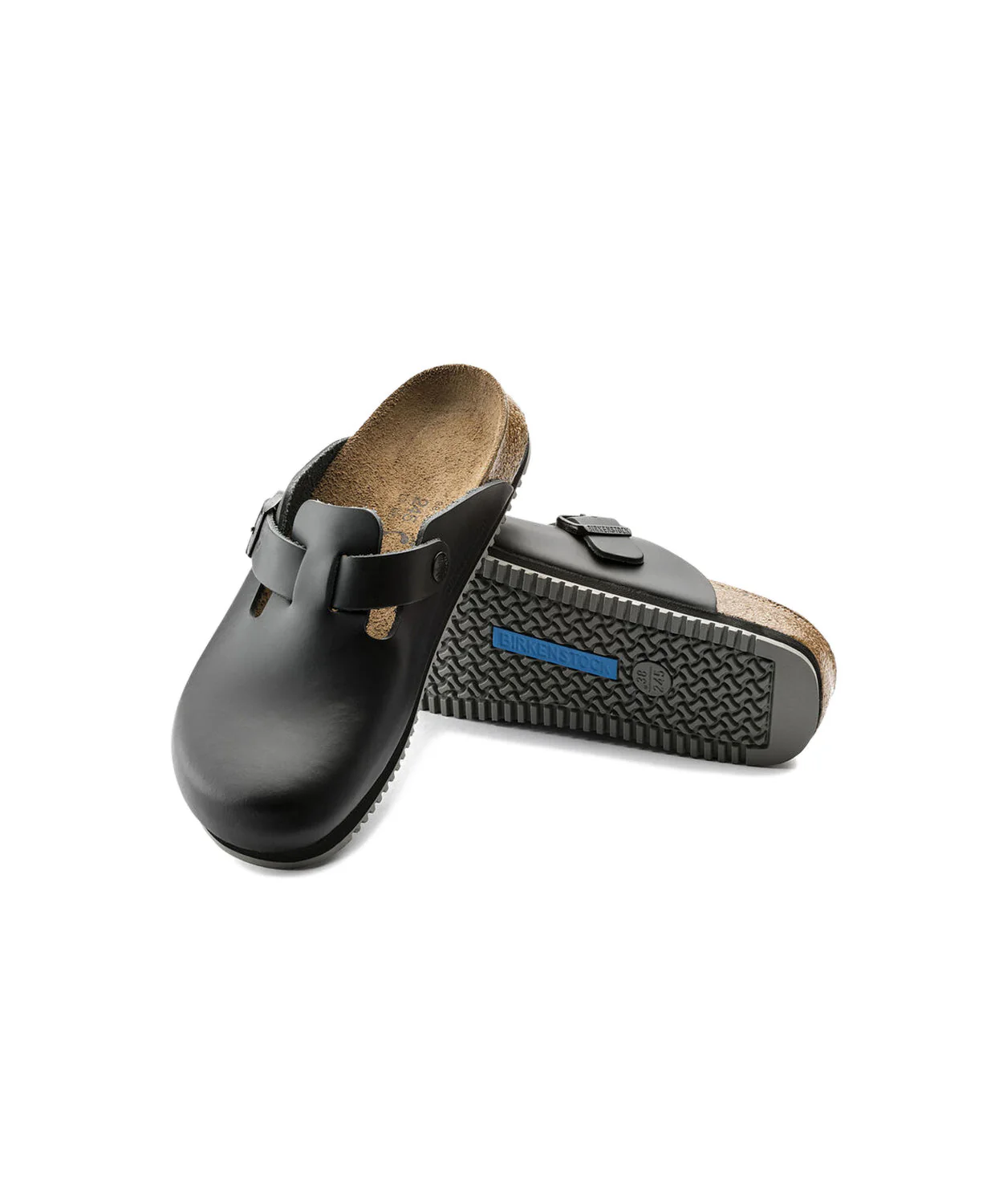 Birkenstock Boston Leather Black Supergrip Clogs - Image 4