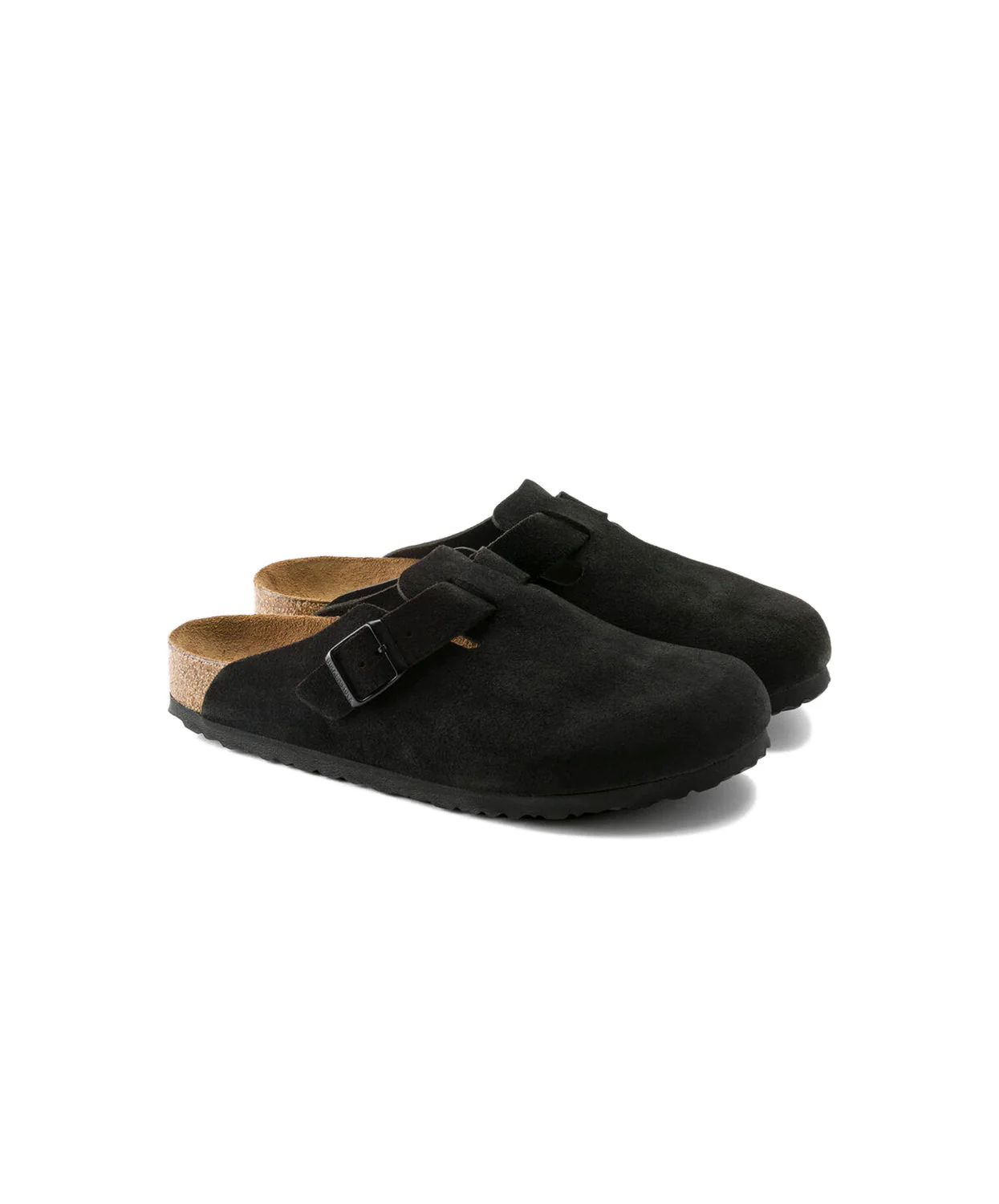 Birkenstock Boston Suede Leather Black Soft Footbed Clogs - Image 4