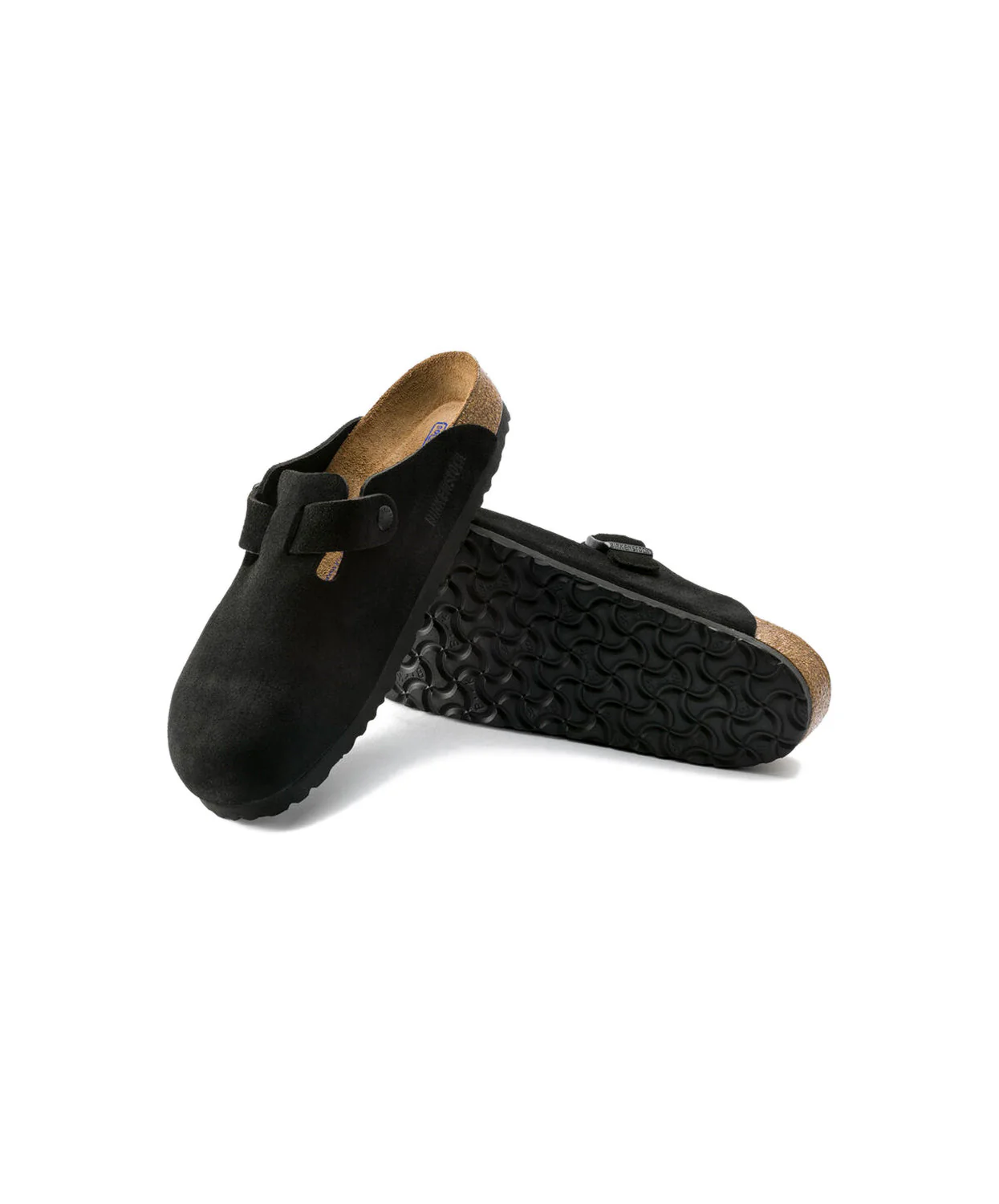Birkenstock Boston Suede Leather Black Soft Footbed Clogs - Image 5