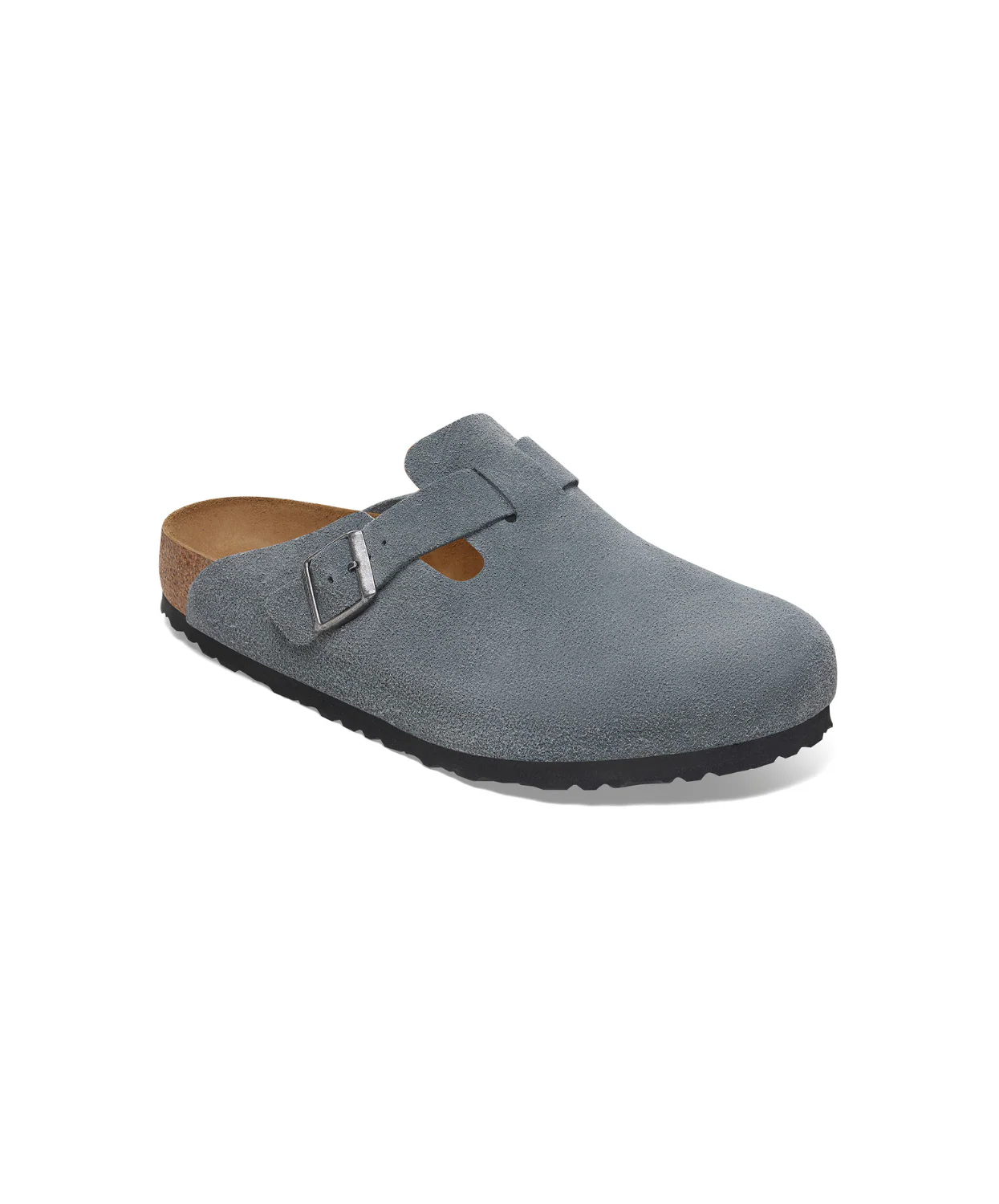 Birkenstock Boston Suede Leather Basalt Grey Soft Footbed Clogs - Image 4