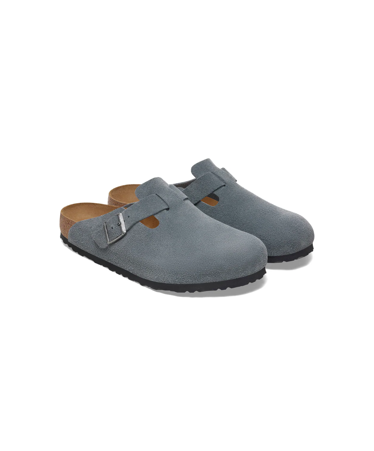 Birkenstock Boston Suede Leather Basalt Grey Soft Footbed Clogs - Image 6