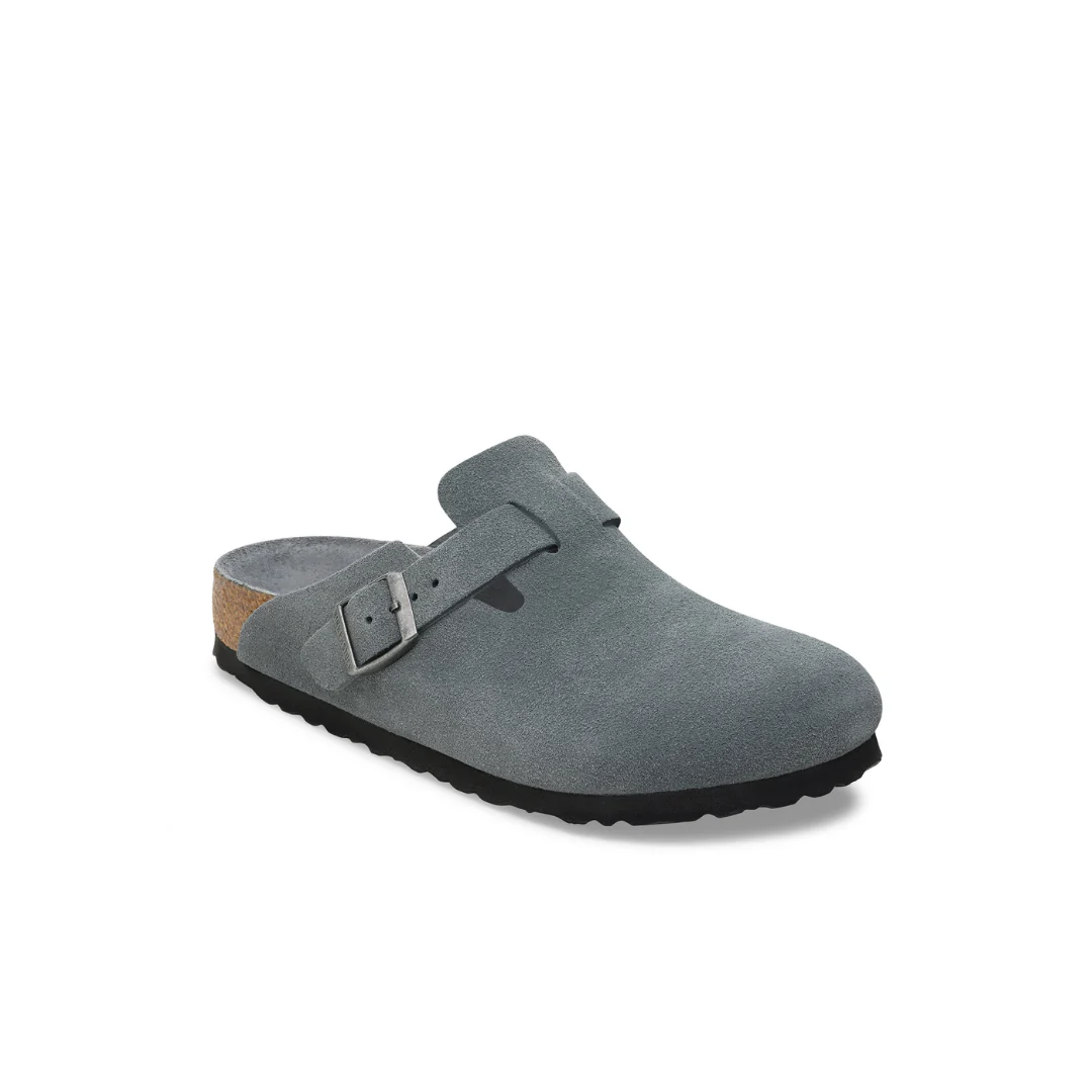 Birkenstock Boston Suede Leather Basalt Grey Tonal Footbed Soft Footbed Clogs - Image 4