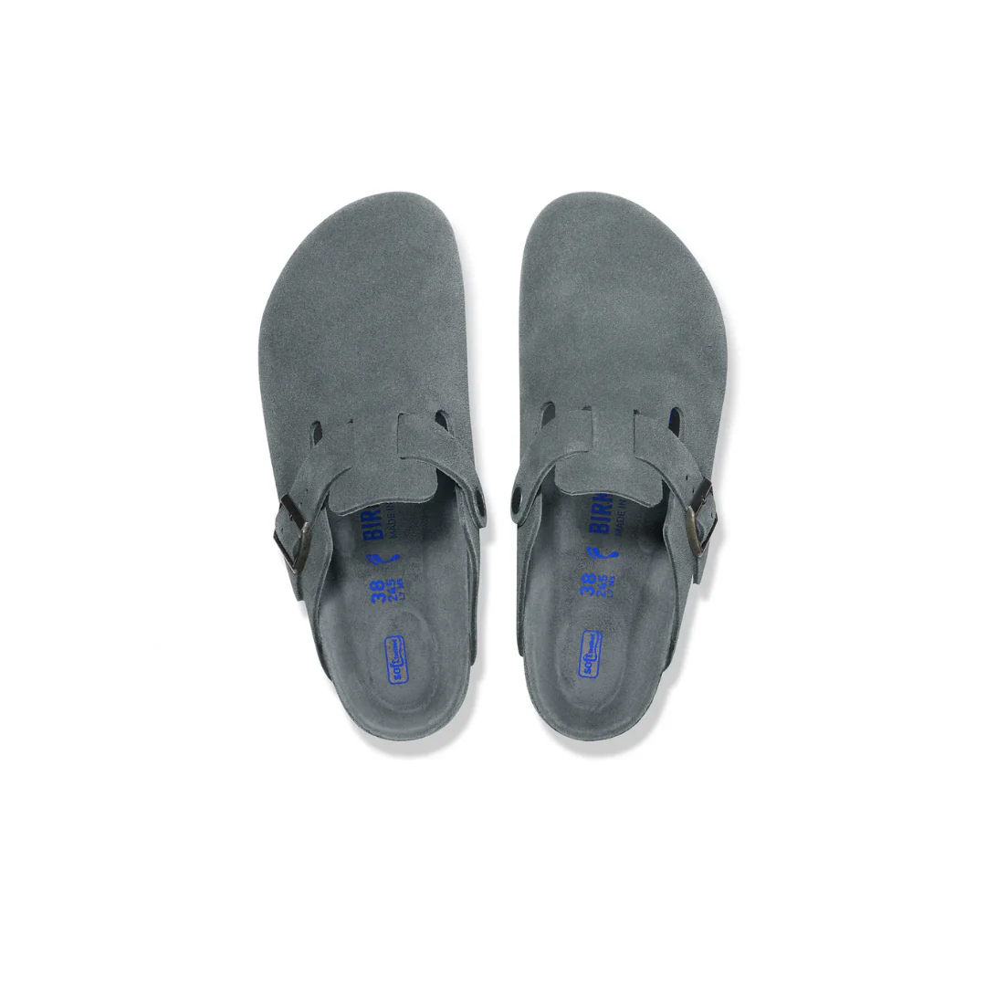 Birkenstock Boston Suede Leather Basalt Grey Tonal Footbed Soft Footbed Clogs - Image 6