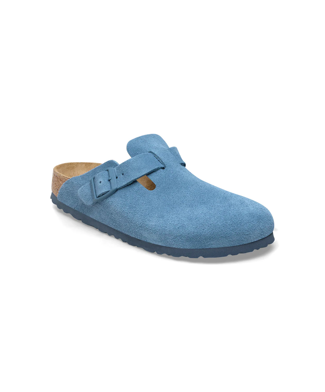 Birkenstock Boston Suede Leather Elemental Blue Soft Footbed Clogs - Image 4