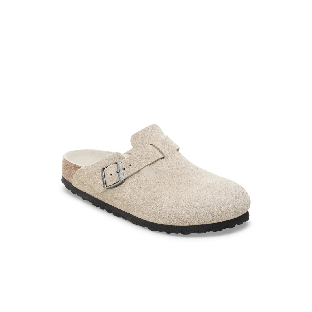 Birkenstock Boston Suede Leather Oyster Tonal Footbed Soft Footbed Clogs - Image 2