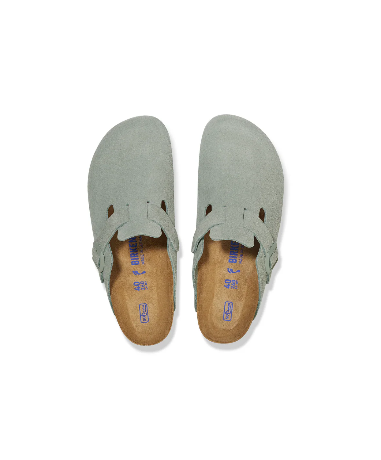 Birkenstock Boston Suede Leather Pure Sage Soft Footbed Clogs - Image 3