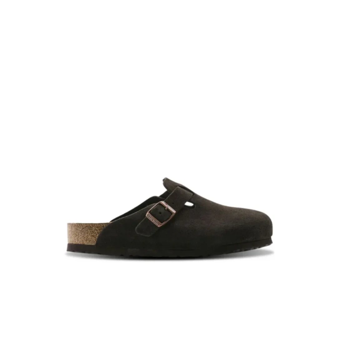Birkenstock Boston Suede Leather Mocca Soft Footbed Clogs