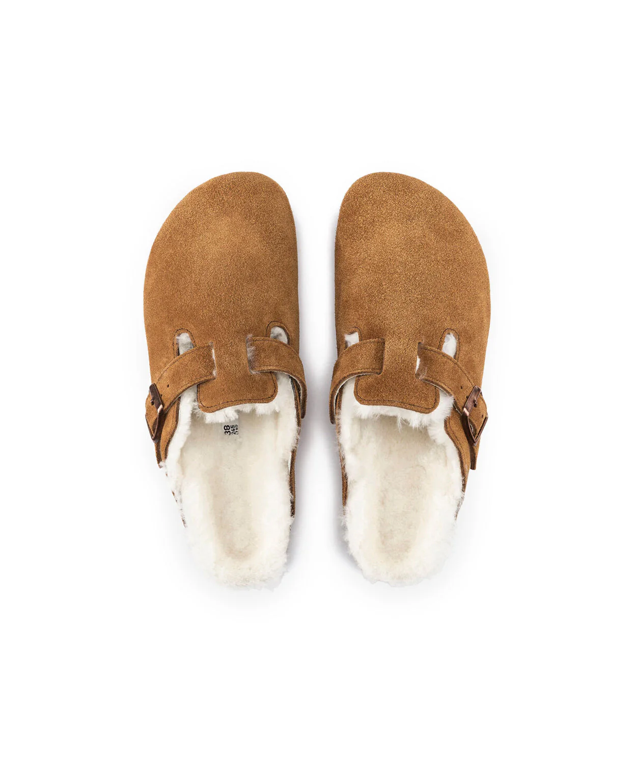 Birkenstock Boston Suede Leather Shearling Mink Clogs - Image 6
