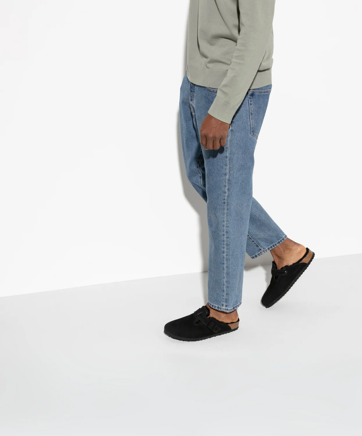 Birkenstock Boston Suede Leather Shearling Black Clogs - Image 3