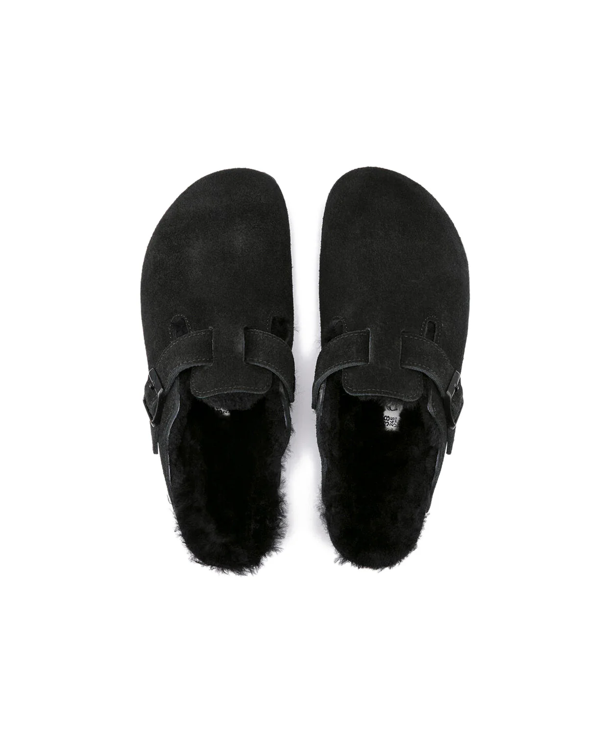 Birkenstock Boston Suede Leather Shearling Black Clogs - Image 5