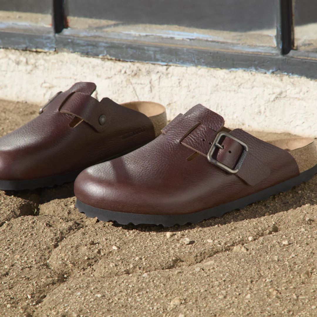 Birkenstock Boston Wire Buckle Natural Leather Vintage Wood Roast Clogs - Image 3
