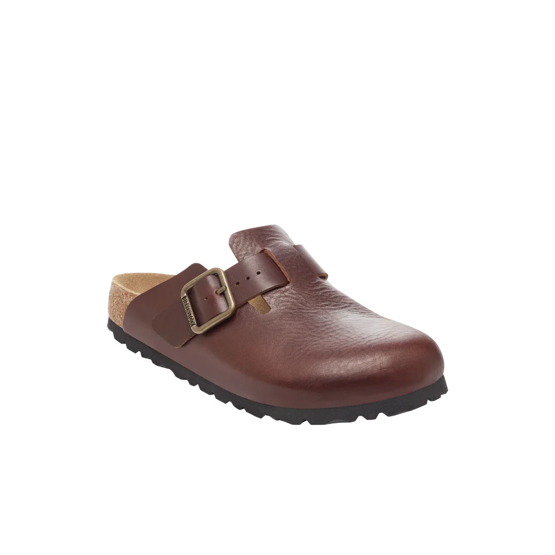 Birkenstock Boston Wire Buckle Natural Leather Vintage Wood Roast Clogs - Image 4