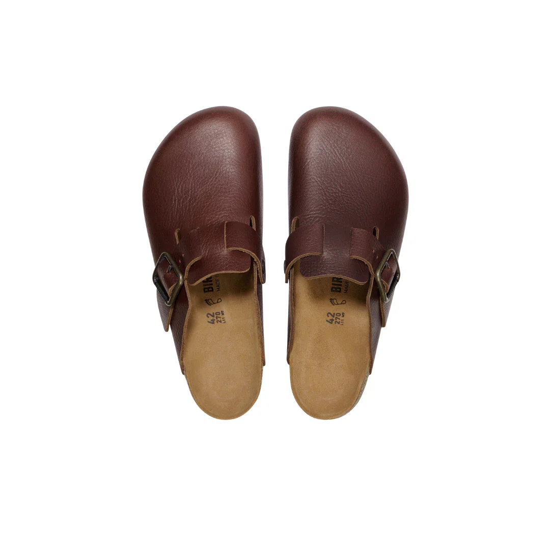 Birkenstock Boston Wire Buckle Natural Leather Vintage Wood Roast Clogs - Image 5