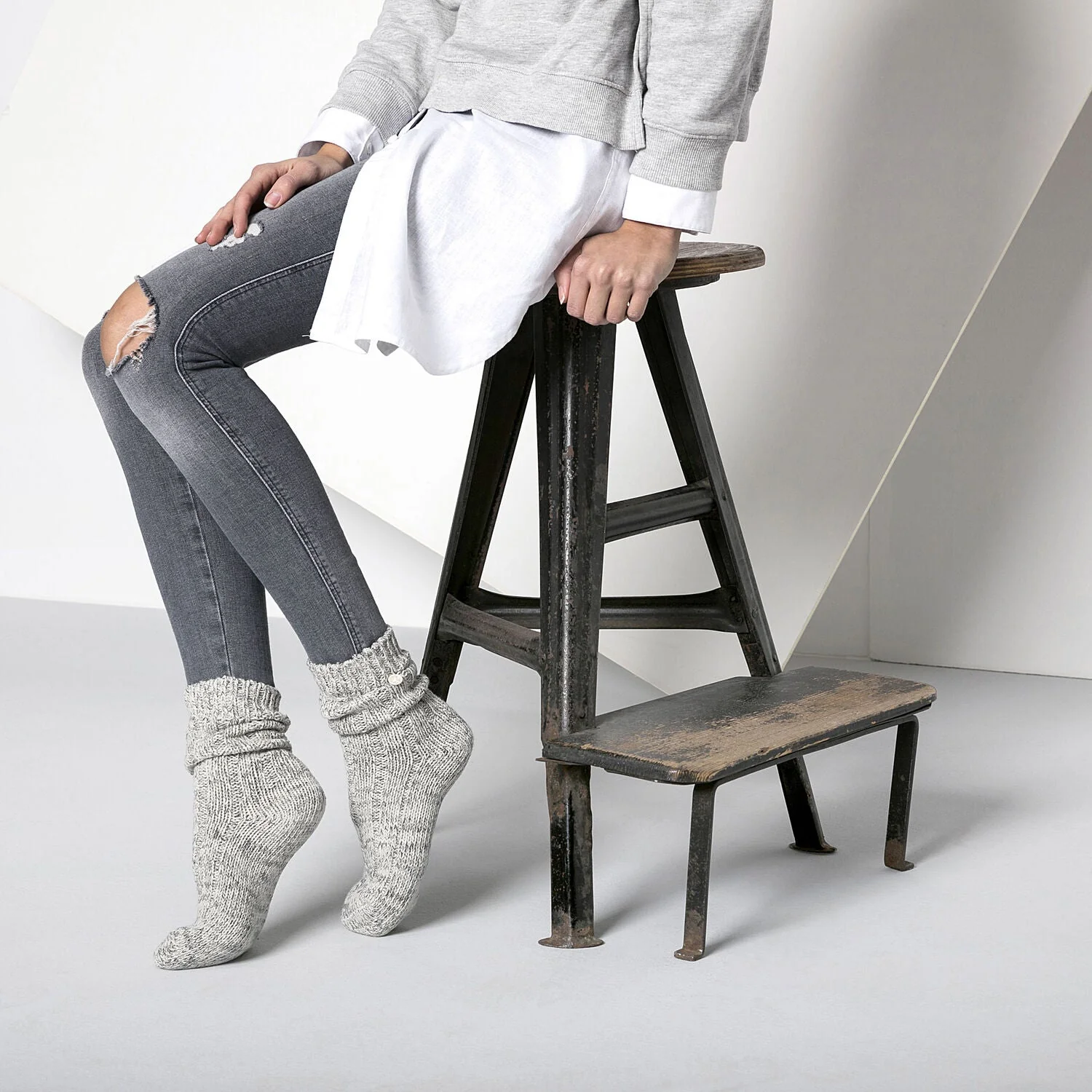 Birkenstock Cotton/Fashion Twist Light Grey Socks - Image 4