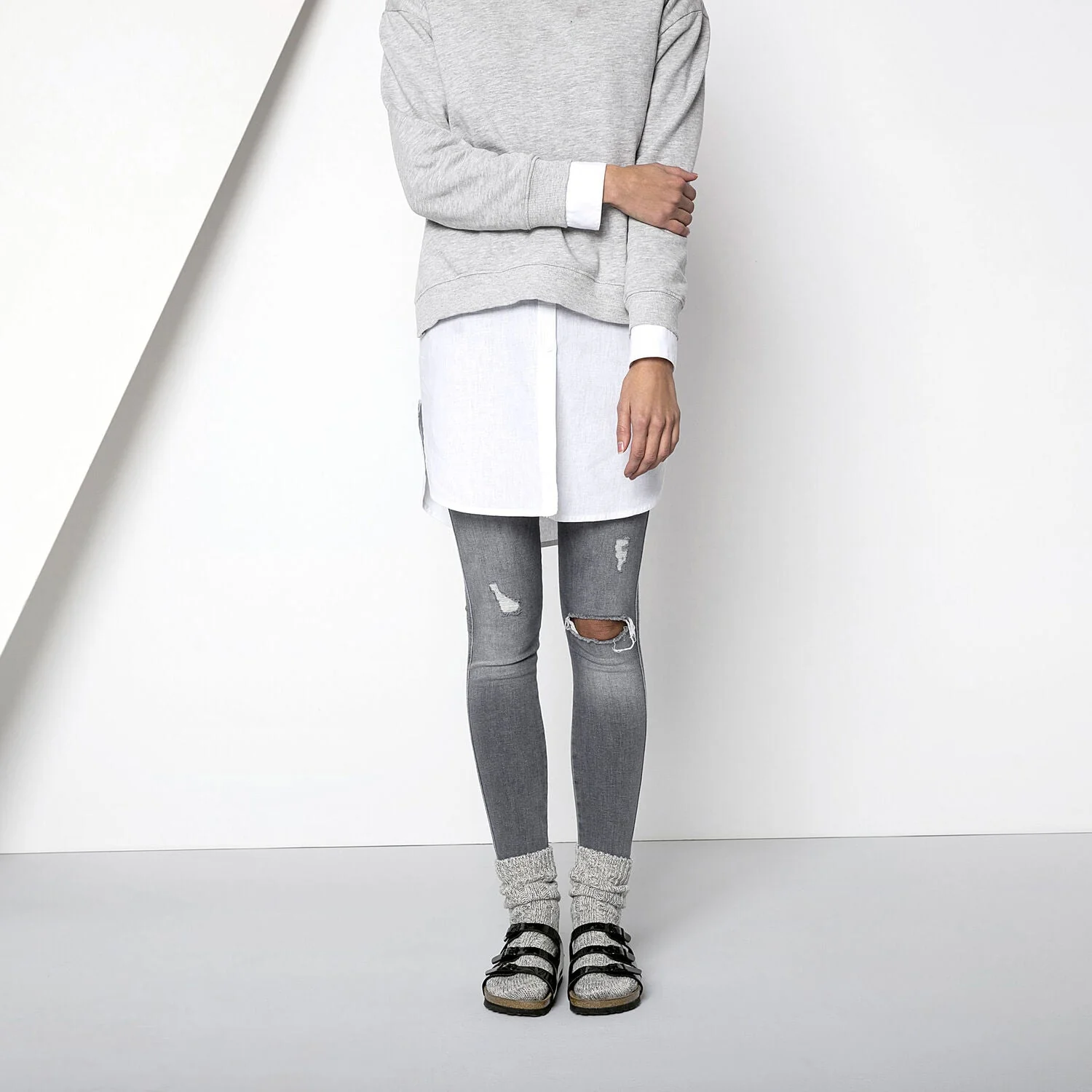 Birkenstock Cotton/Fashion Twist Light Grey Socks - Image 5