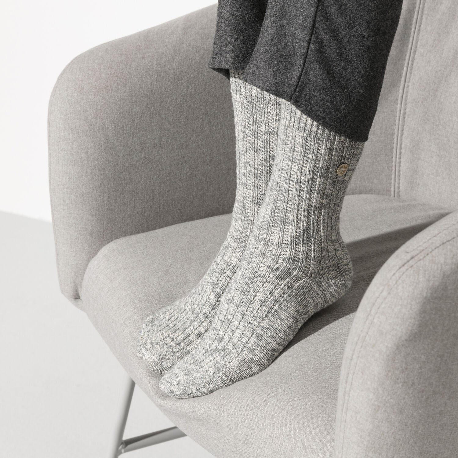 Birkenstock Cotton Slub Grey/White Unisex Socks - Image 5