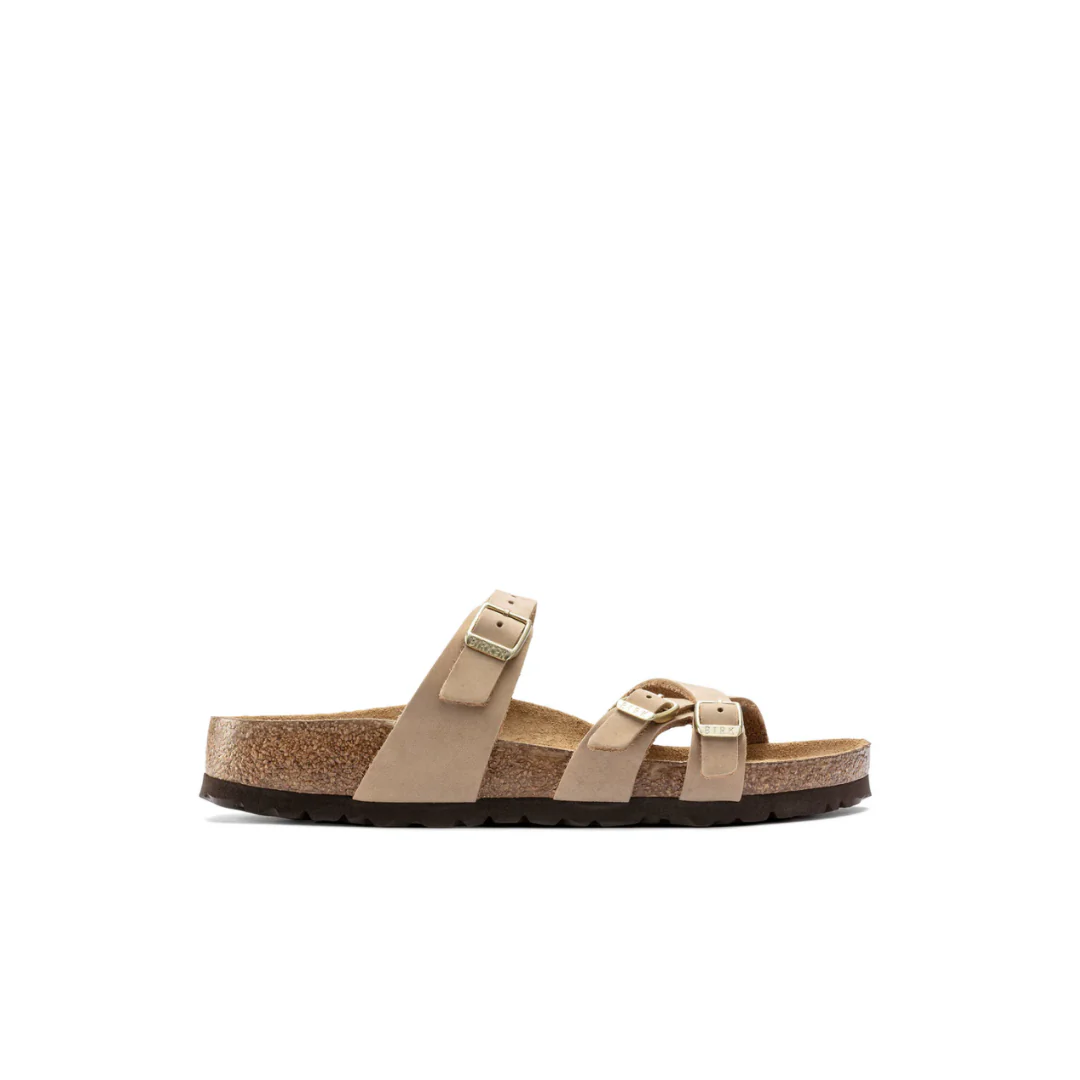 Birkenstock Franca Nubuck Leather Sandcastle Soft Footbed Sandals