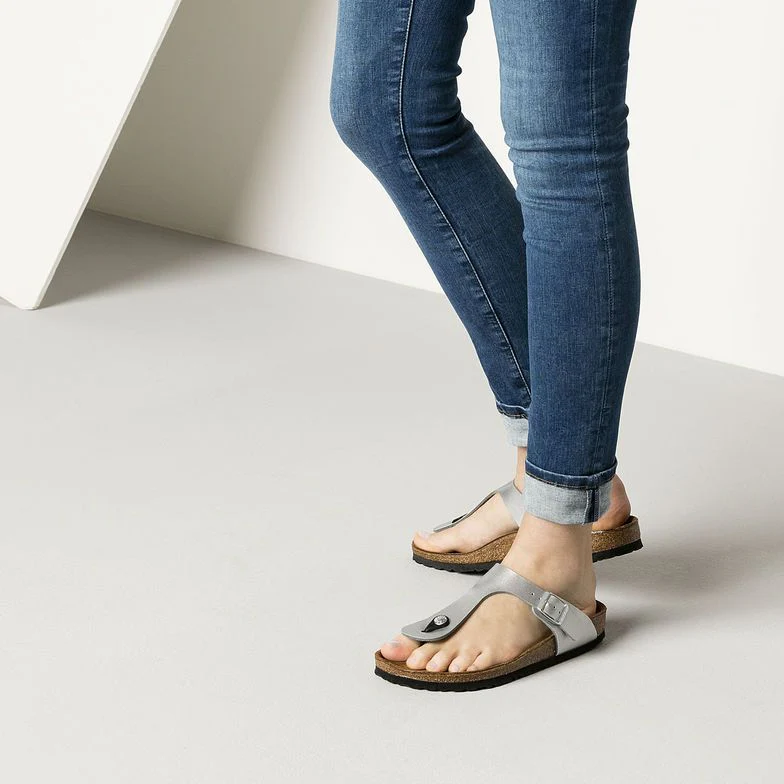 Birkenstock Gizeh Birko-Flor Silver Sandals - Image 3