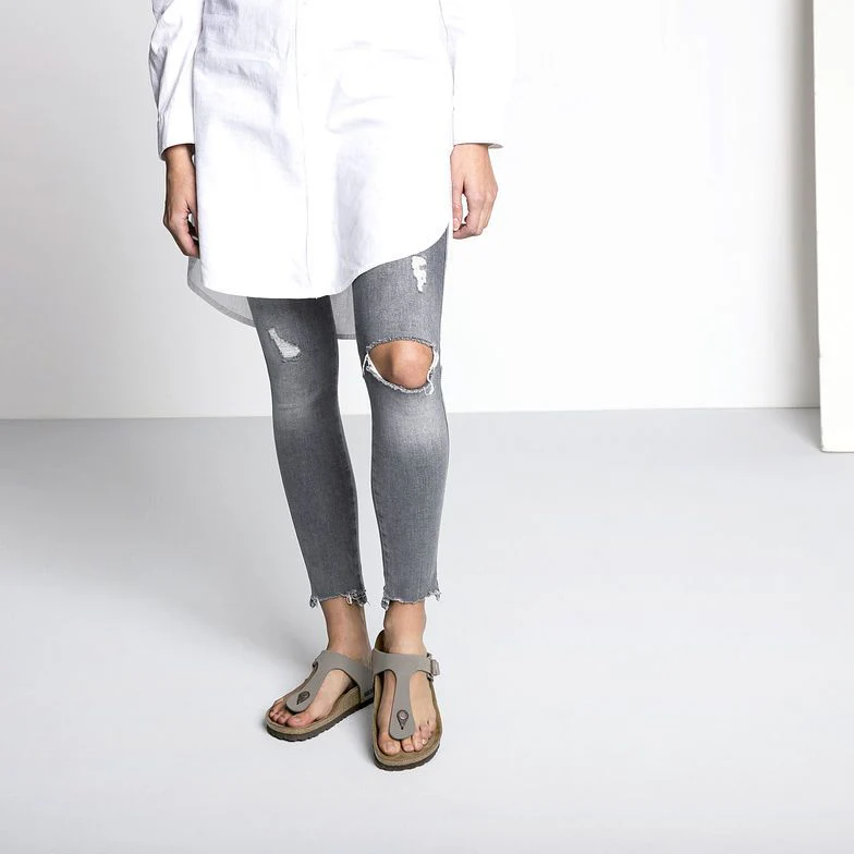 Birkenstock Gizeh BirkiBuc Stone Sandals - Image 2