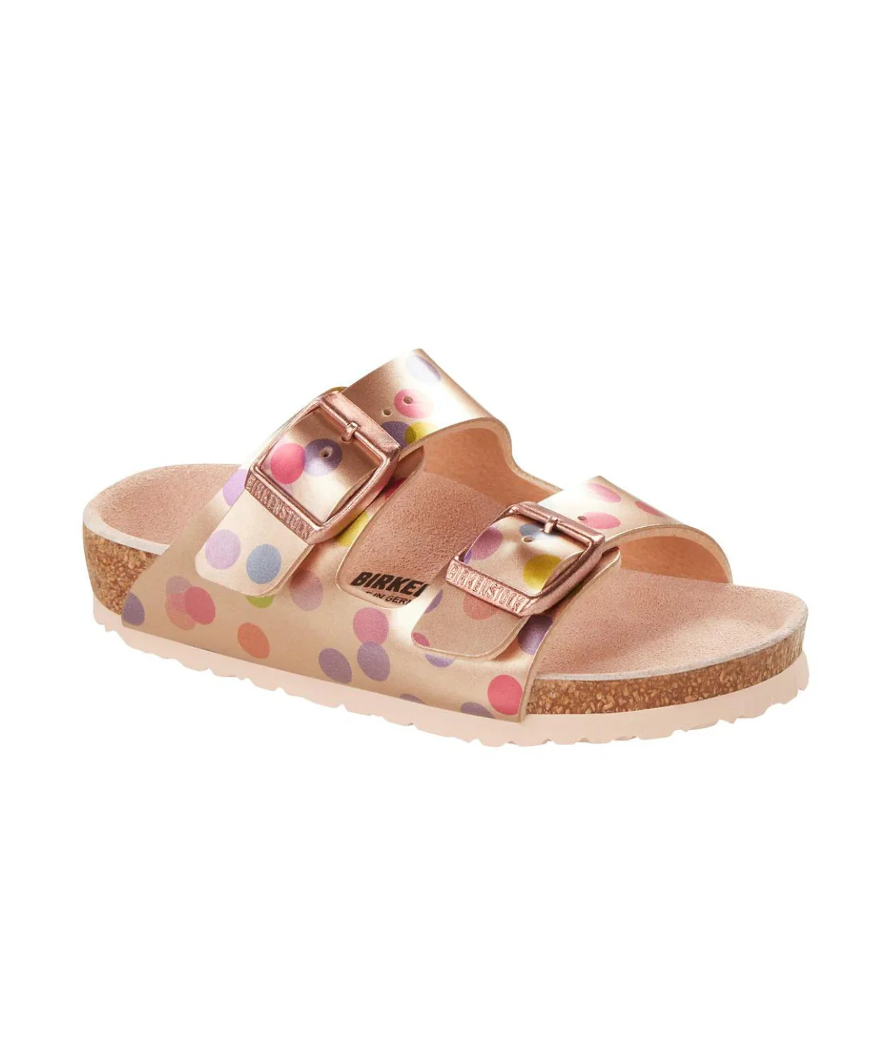 Birkenstock Kids Arizona Birko-Flor Electric Metallic Dots Copper Sandals - Image 3