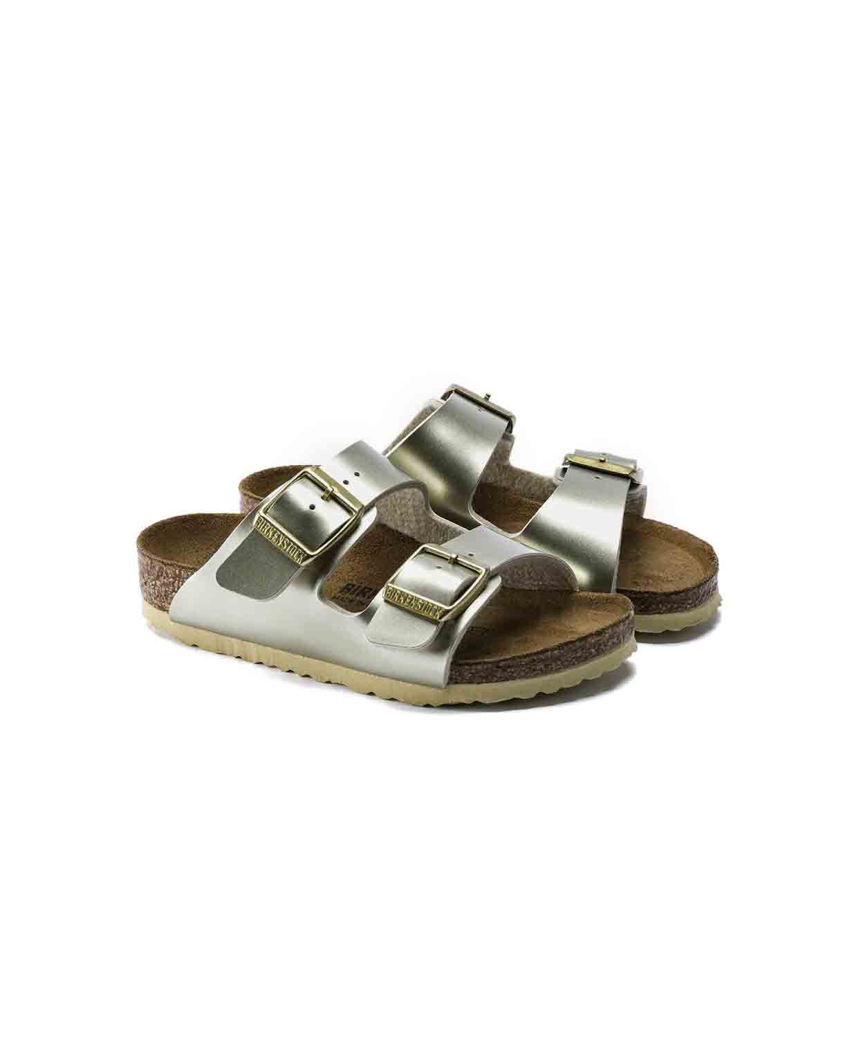 Birkenstock Kids Arizona Birko-Flor Electric Metallic Gold Sandals - Image 3