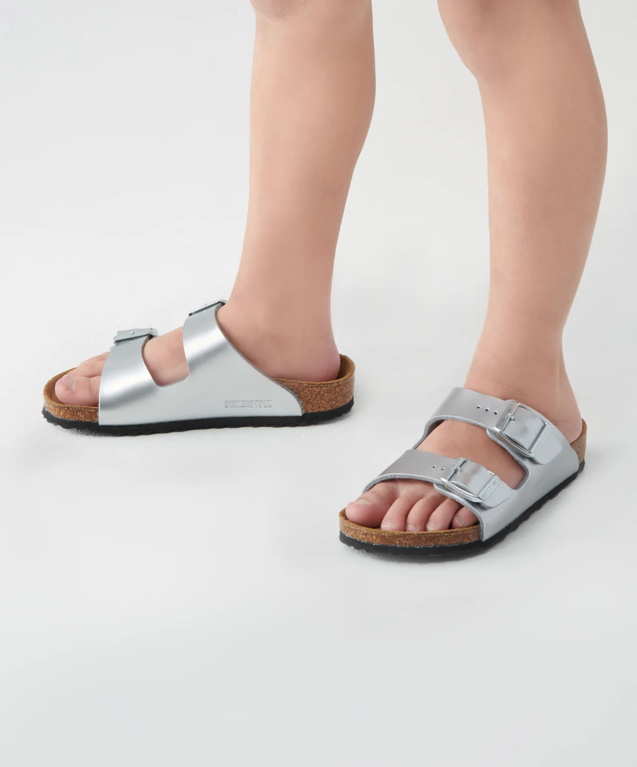Birkenstock Kids Arizona Birko-Flor Electric Metallic Silver Sandals - Image 2