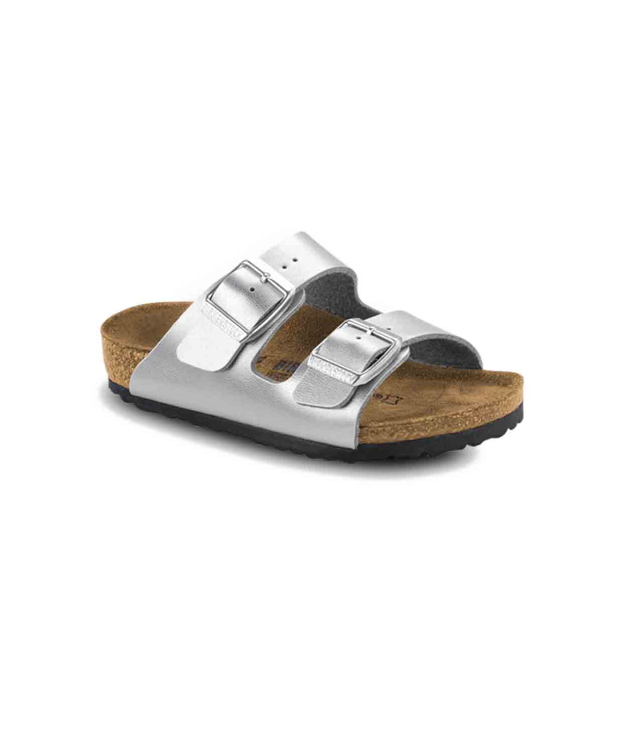 Birkenstock Kids Arizona Birko-Flor Electric Metallic Silver Sandals - Image 3
