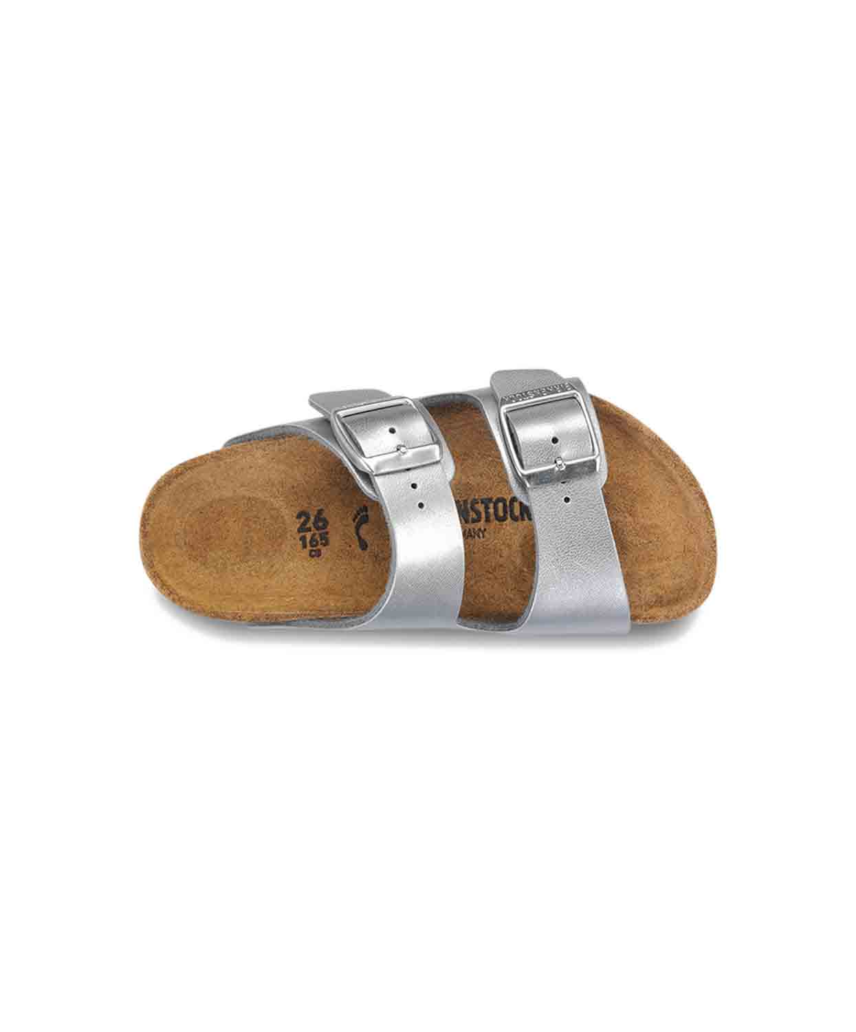 Birkenstock Kids Arizona Birko-Flor Electric Metallic Silver Sandals - Image 4
