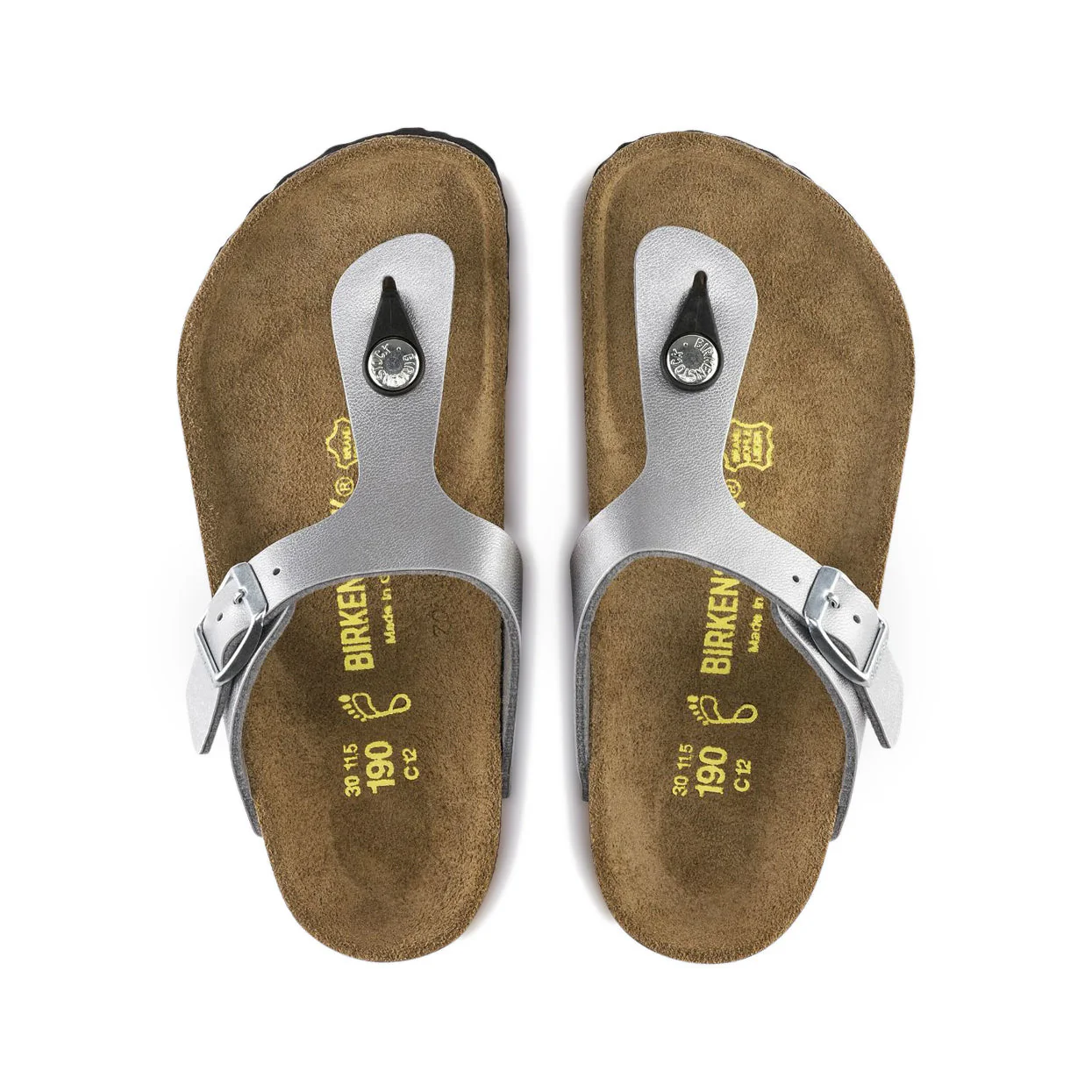 Birkenstock Kids Gizeh Birko-Flor Electric Metallic Silver Sandals - Image 4