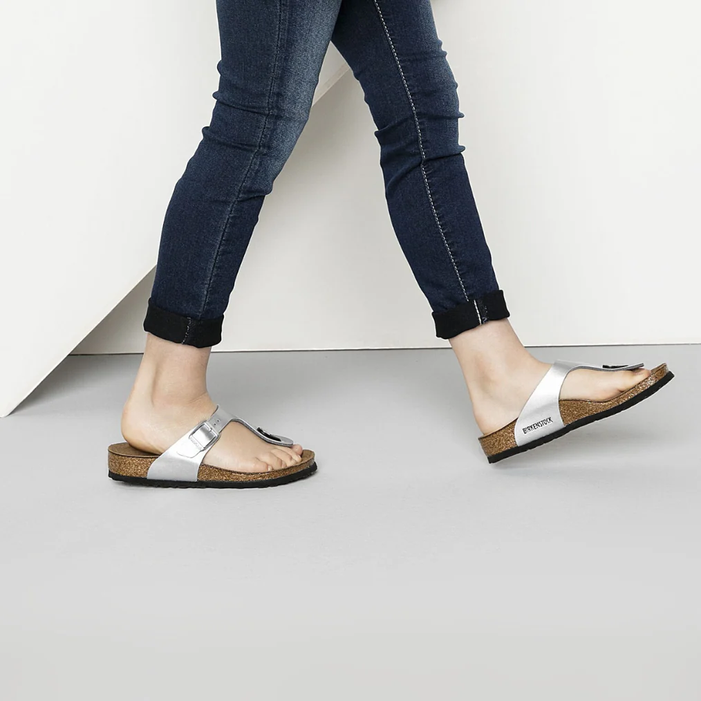 Birkenstock Kids Gizeh Birko-Flor Silver Sandals - Image 2