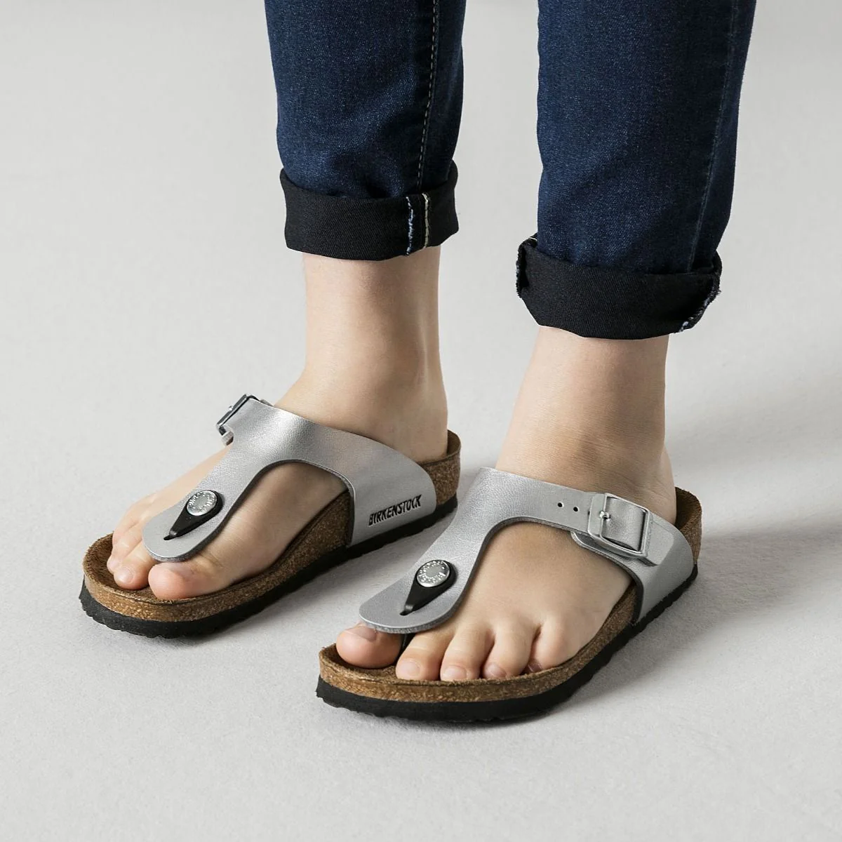 Birkenstock Kids Gizeh Birko-Flor Silver Sandals - Image 3
