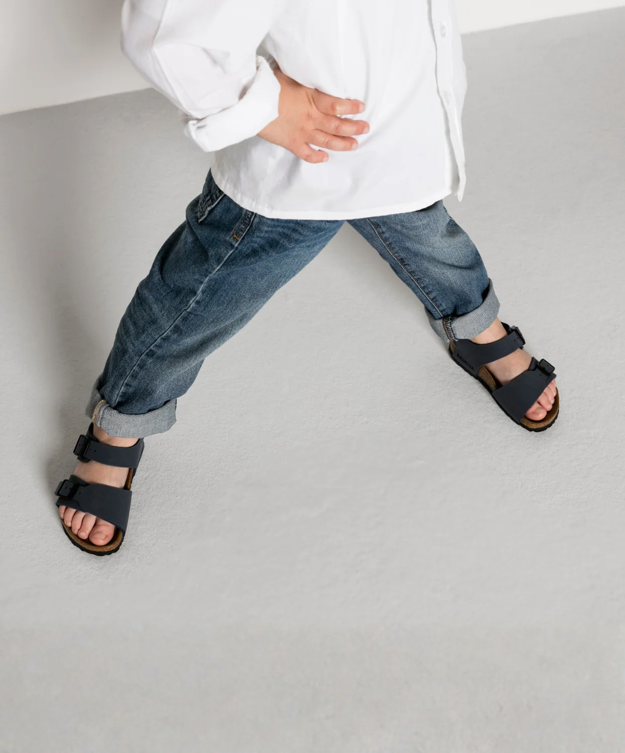 Birkenstock Kids New York BirkiBuc Navy Sandals - Image 3