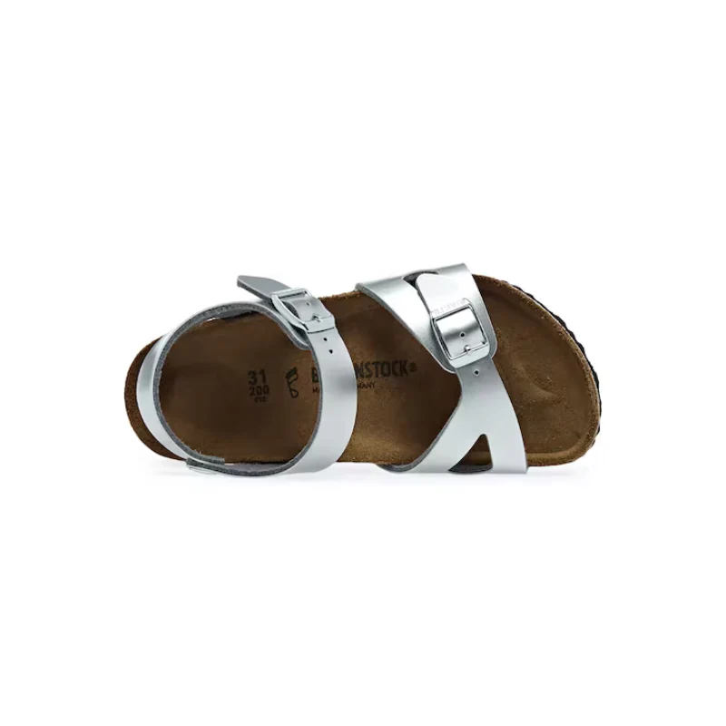 Birkenstock Kids Rio Birko-Flor Electric Metallic Silver Sandals - Image 3