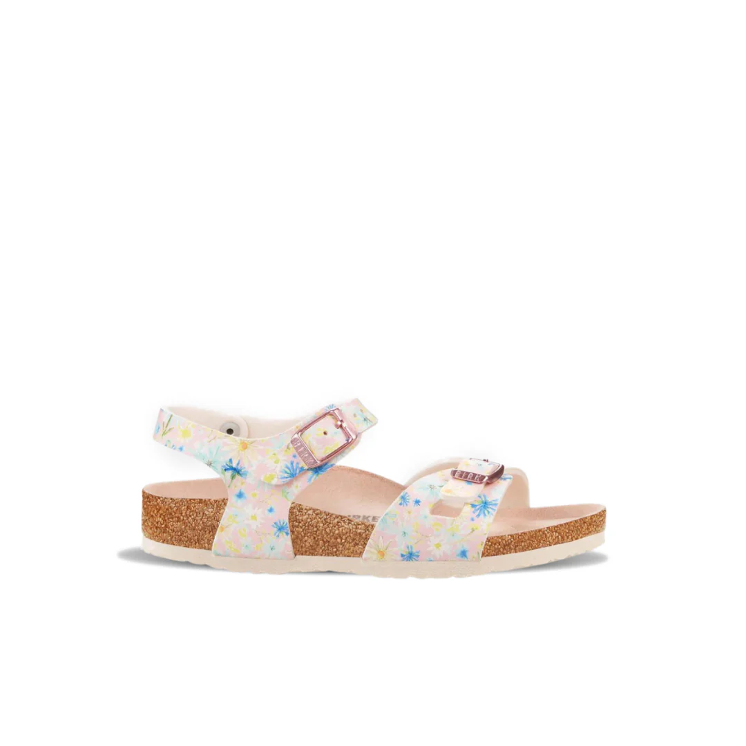 Birkenstock Kids Rio Birko-Flor Pastel Floral Light Rose Sandals