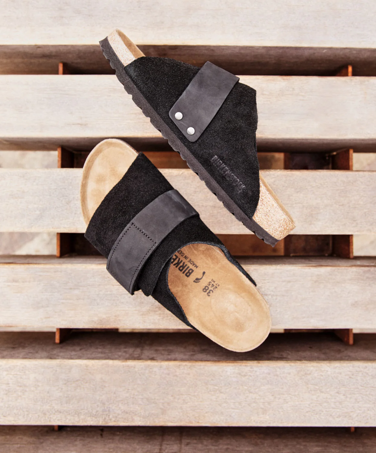 Birkenstock Kyoto Suede/Nubuck Leather Black Sandals - Image 3