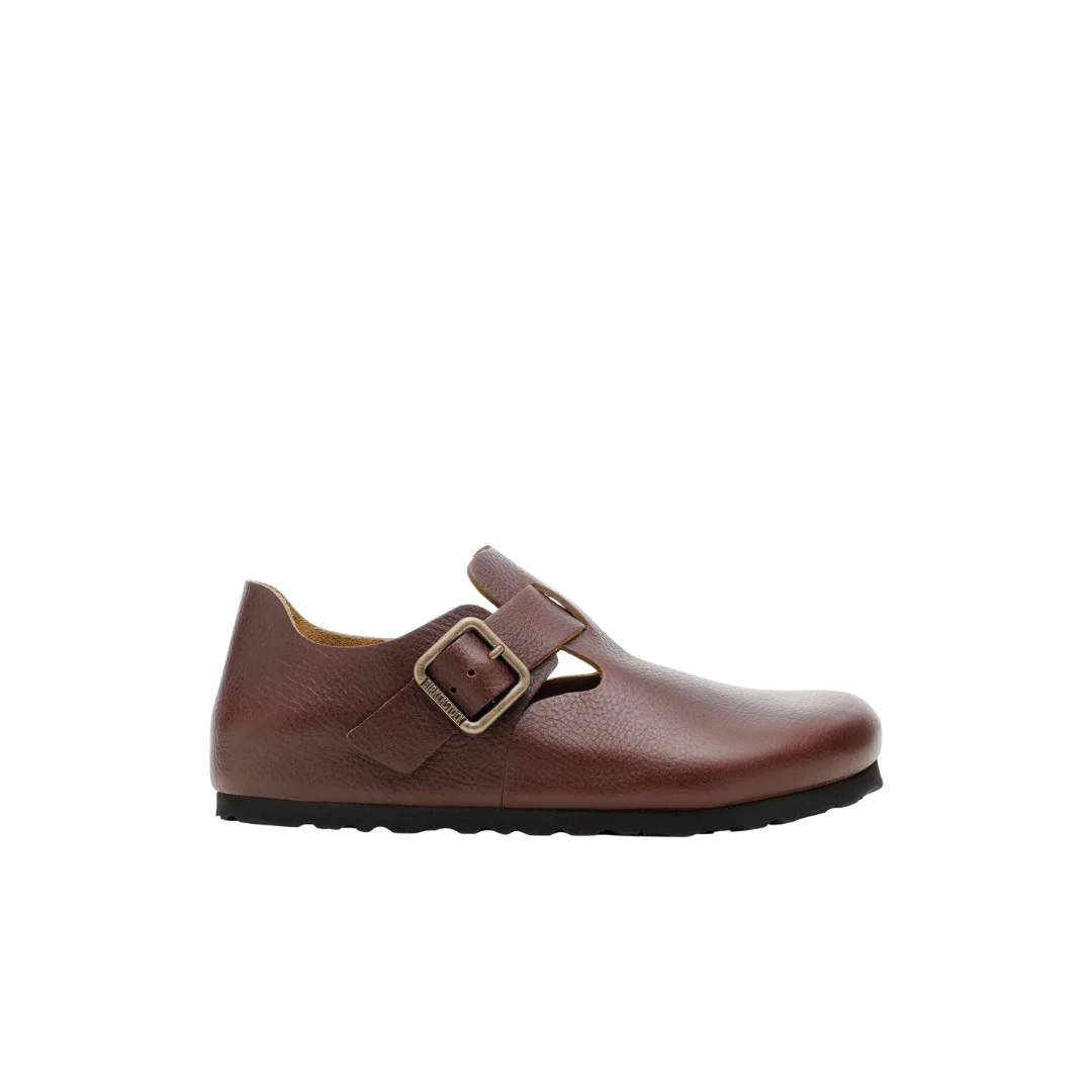 Birkenstock London Wire Buckle Natural Leather Vintage Wood Roast Shoes