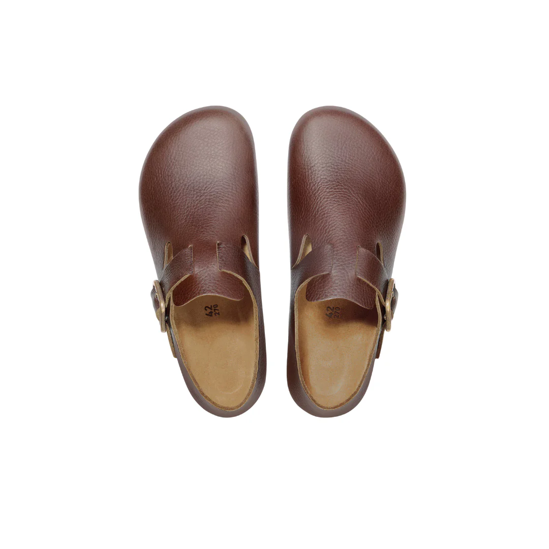 Birkenstock London Wire Buckle Natural Leather Vintage Wood Roast Shoes - Image 4