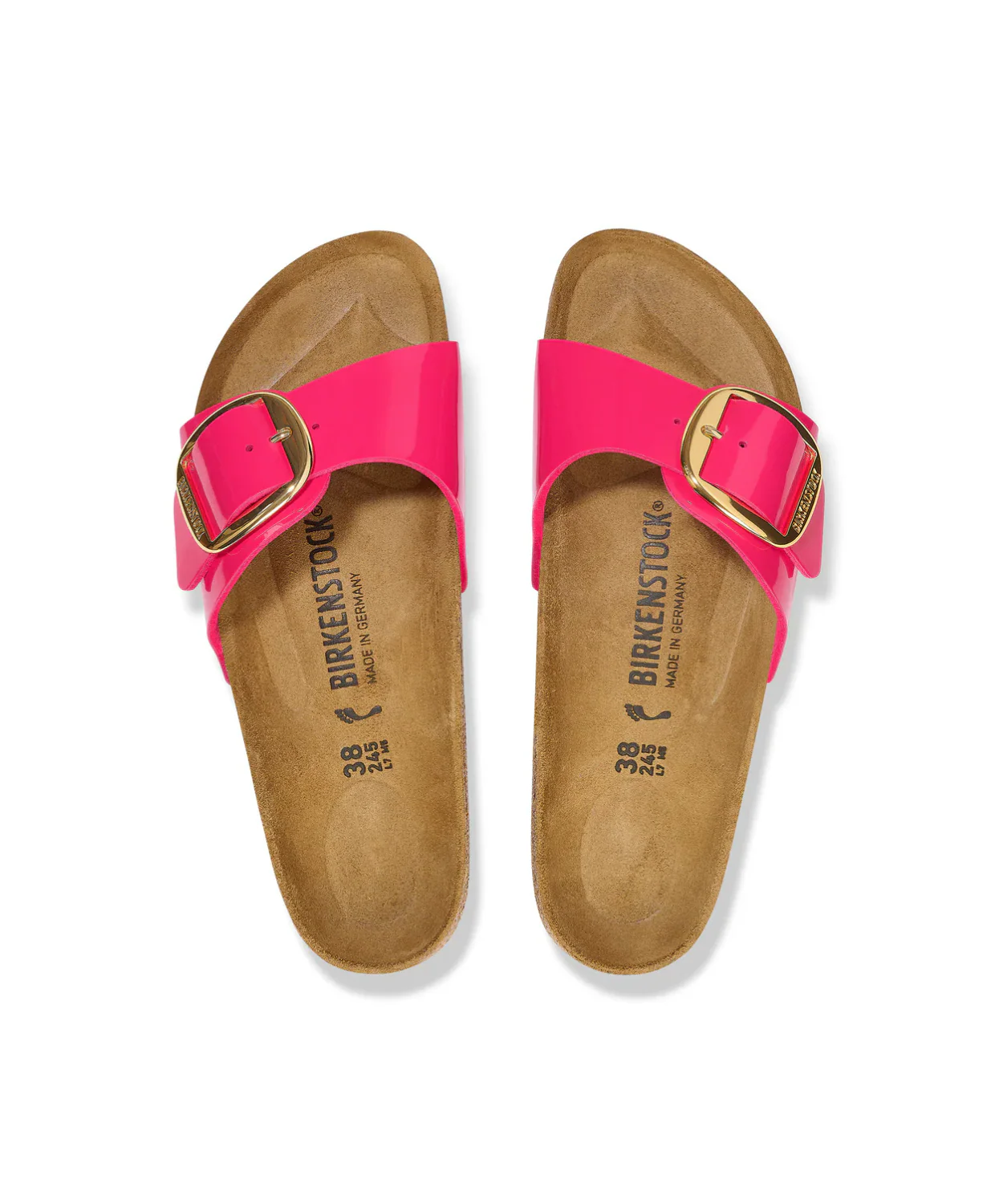 Birkenstock Madrid Big Buckle Birko-Flor Fuchsia Fusion Patent Sandals - Image 3