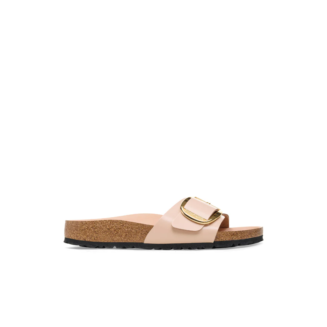 Birkenstock Madrid Big Buckle High Shine Natural/Patent Leather New Beige Sandals
