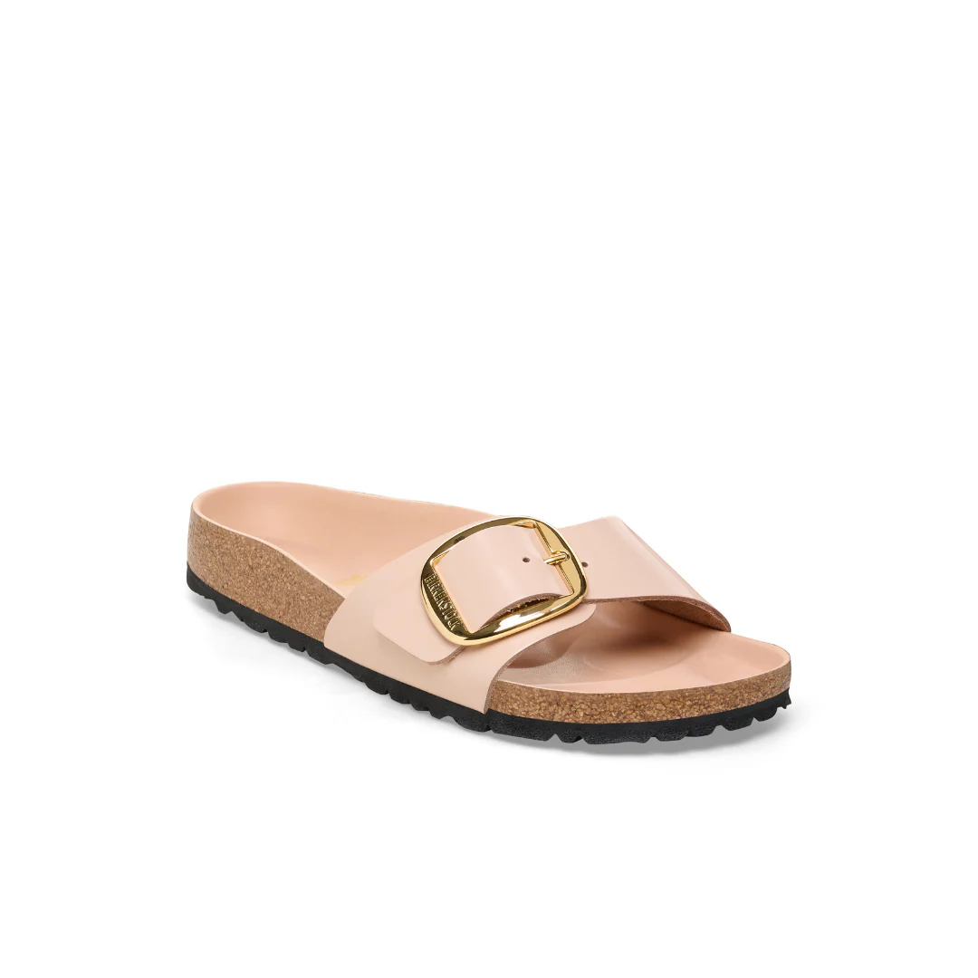 Birkenstock Madrid Big Buckle High Shine Natural/Patent Leather New Beige Sandals - Image 4