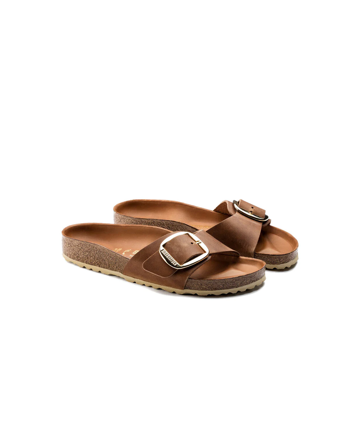 Birkenstock Madrid Big Buckle Oiled Leather Cognac Sandals - Image 4