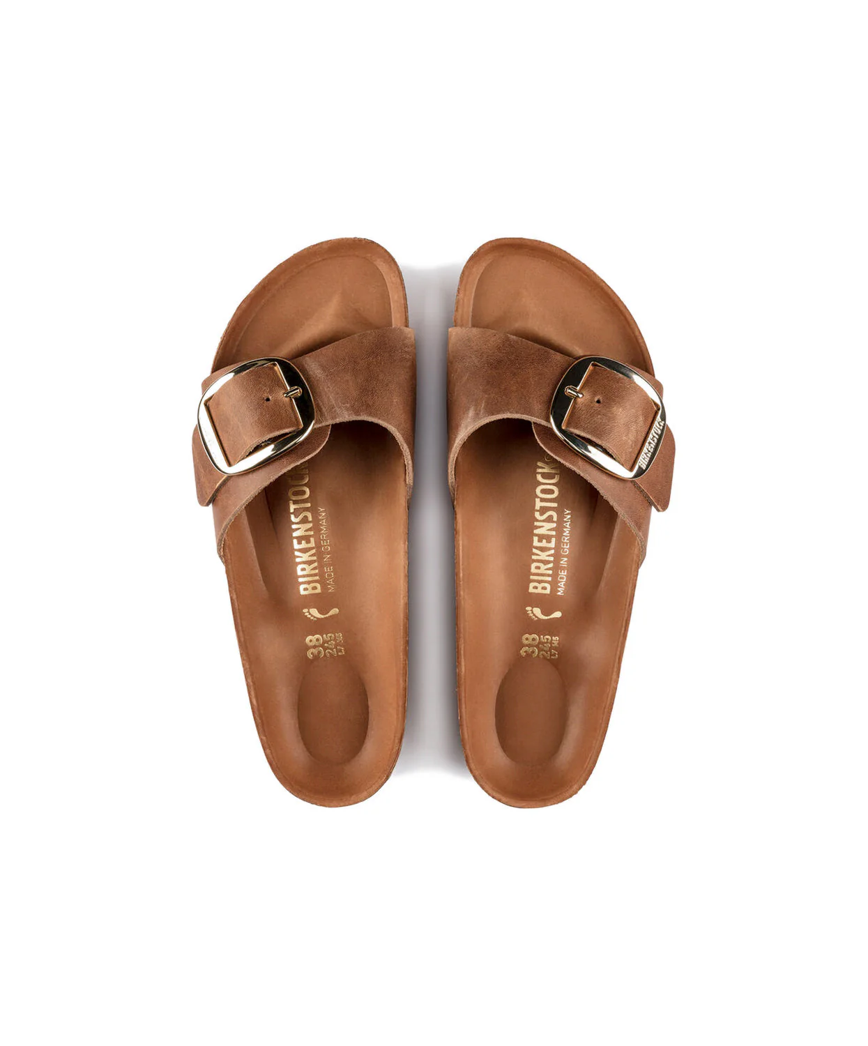 Birkenstock Madrid Big Buckle Oiled Leather Cognac Sandals - Image 6