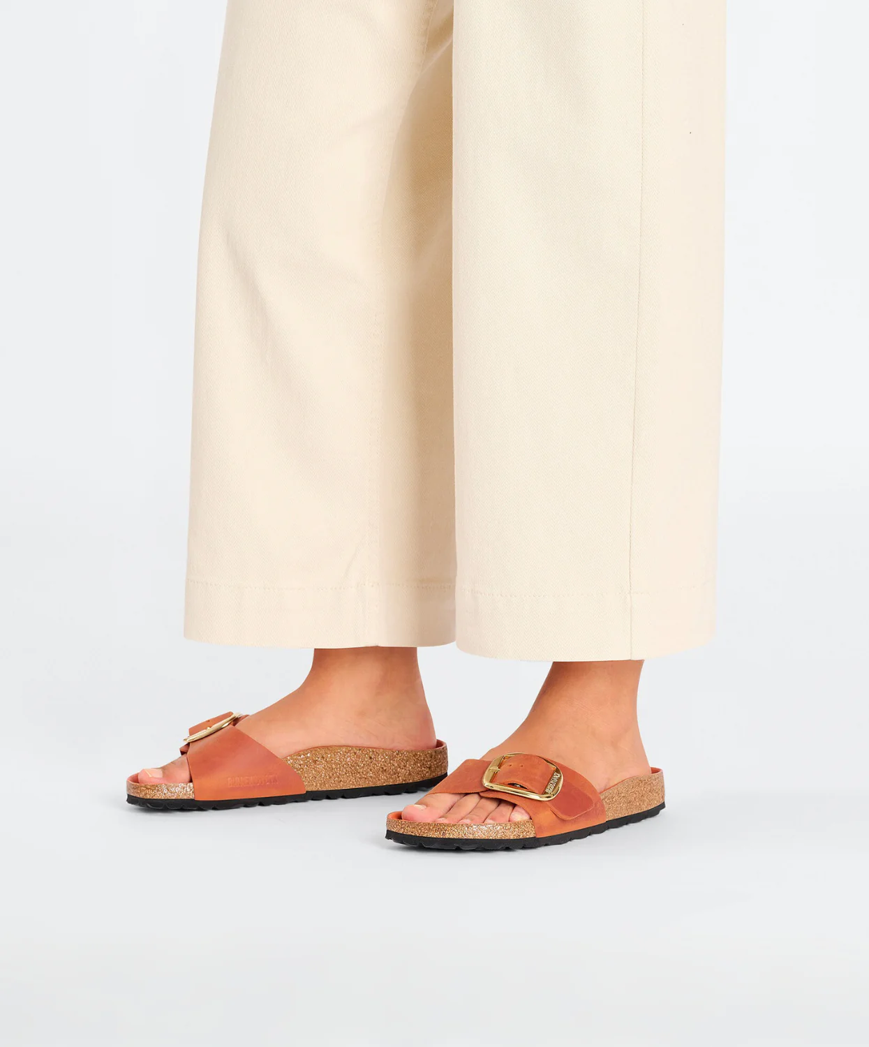 Birkenstock Madrid Big Buckle Oiled Leather Burnt Orange Sandals - Image 2