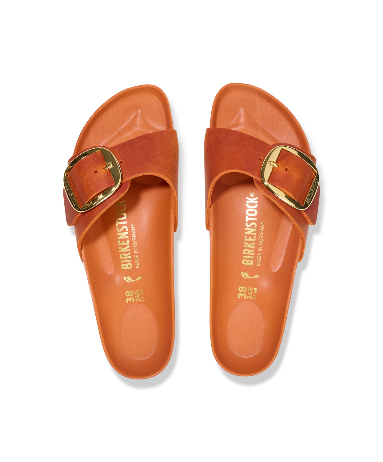 Birkenstock Madrid Big Buckle Oiled Leather Burnt Orange Sandals - Image 5